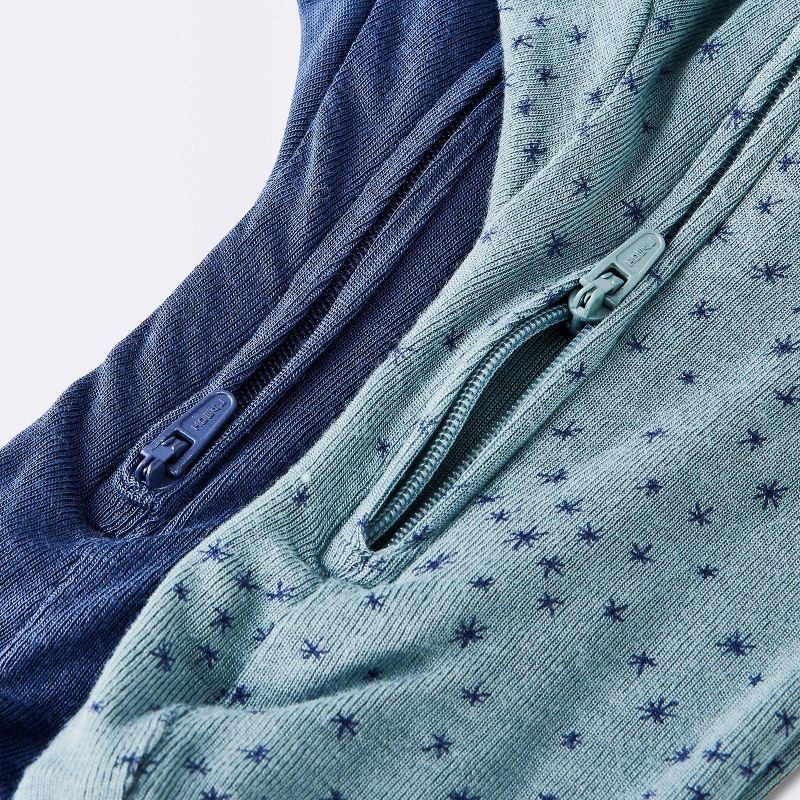 slide 4 of 4, Baby Boys' 2pk Stars So Very Soft Modal Blend Romper - Cloud Island™ Navy Blue 3-6M: Long Sleeve, Front Zipper, Machine Washable, 2 ct