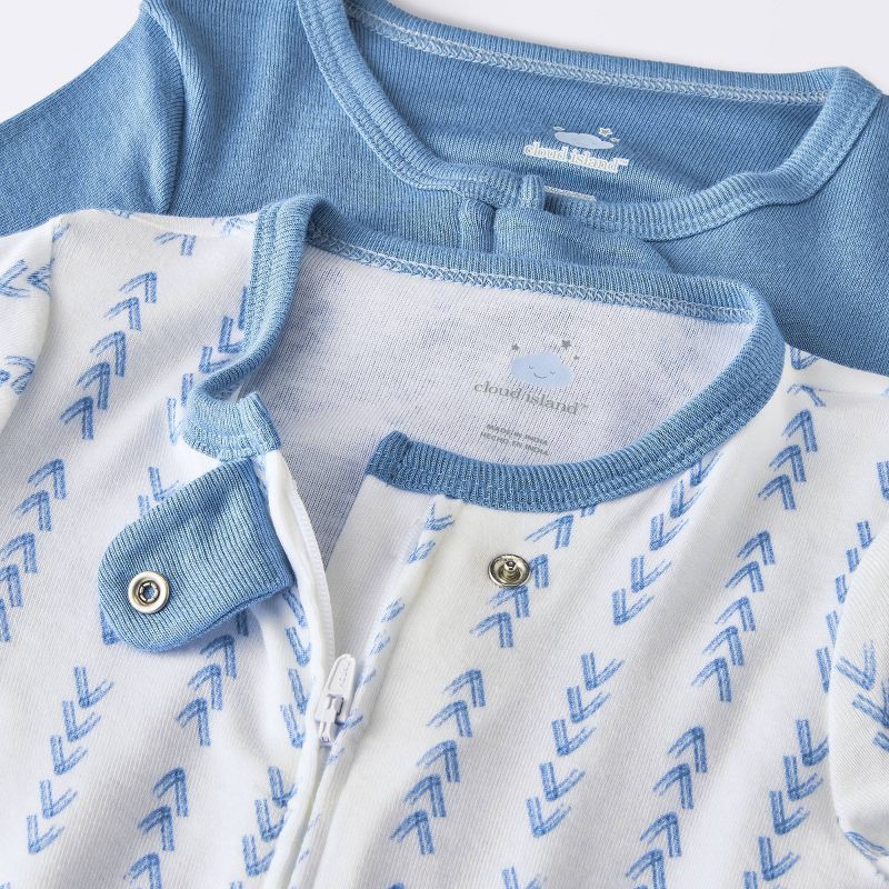 slide 3 of 4, Baby Boys' 2pk So Very Soft Modal Blend Sleep N' Play - Cloud Island™ Light Blue 6-9M: Footed Pajamas, Two-Way Zipper, 2 ct