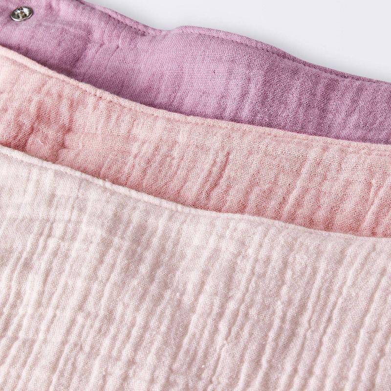 slide 3 of 4, Baby 3pk Muslin Bandana Bib - Cloud Island™ Pink: Cotton Snap Closure, 0-12 Months, 3 ct