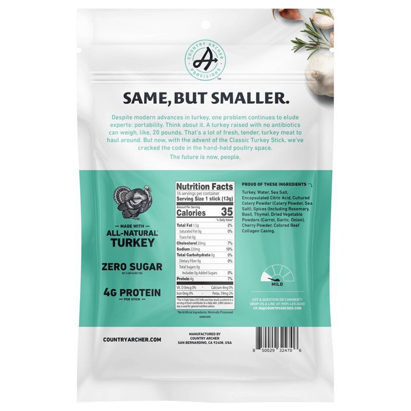 slide 2 of 4, Archer Jerky Country Archer Rosemary Turkey Mini Sticks - 16ct/7.36oz, 16 ct, 7.36 oz
