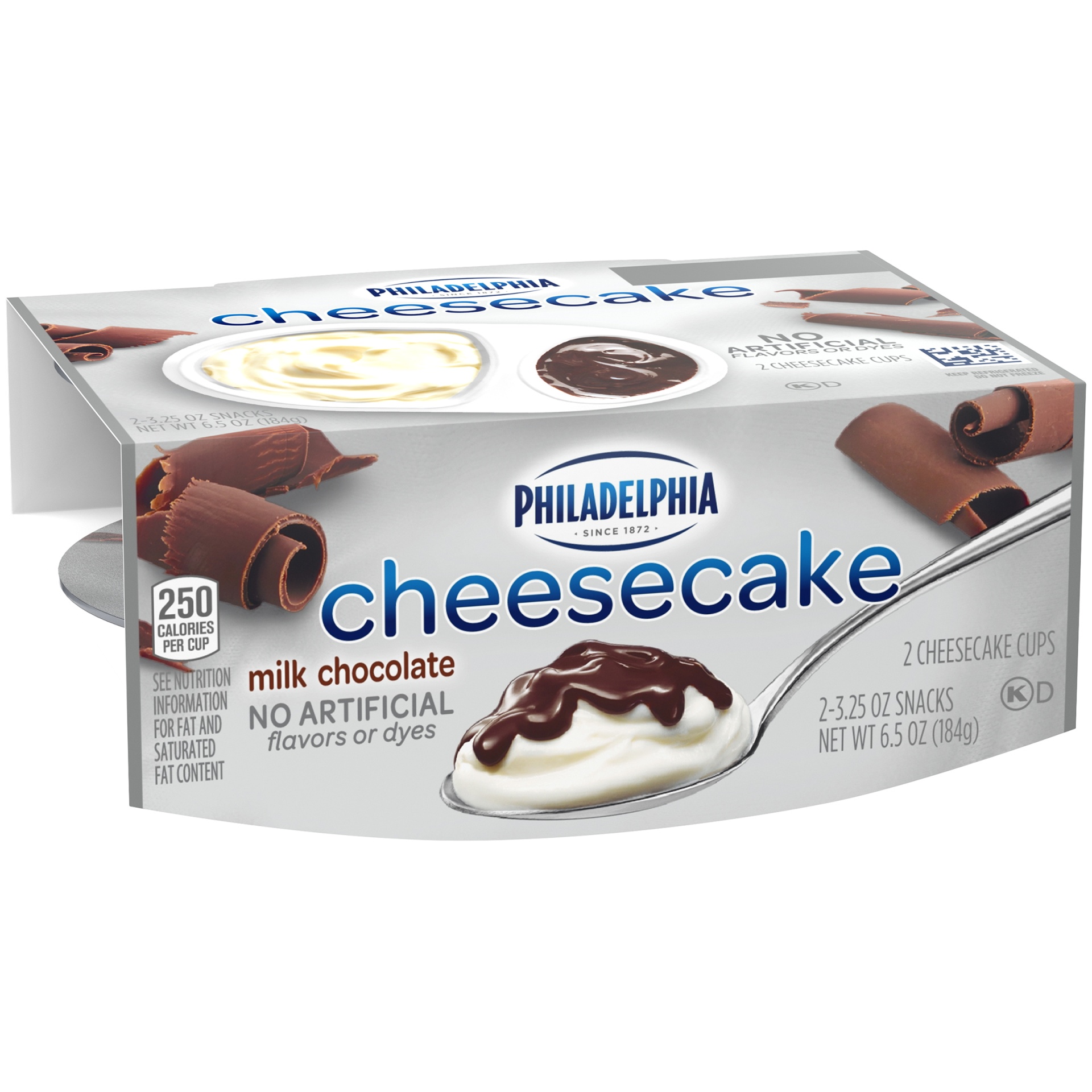 slide 3 of 6, Philadelphia Milk Chocolate Cheesecake Refrigerated Snacks 2 count Sleeve, 2 ct; 3.25 oz