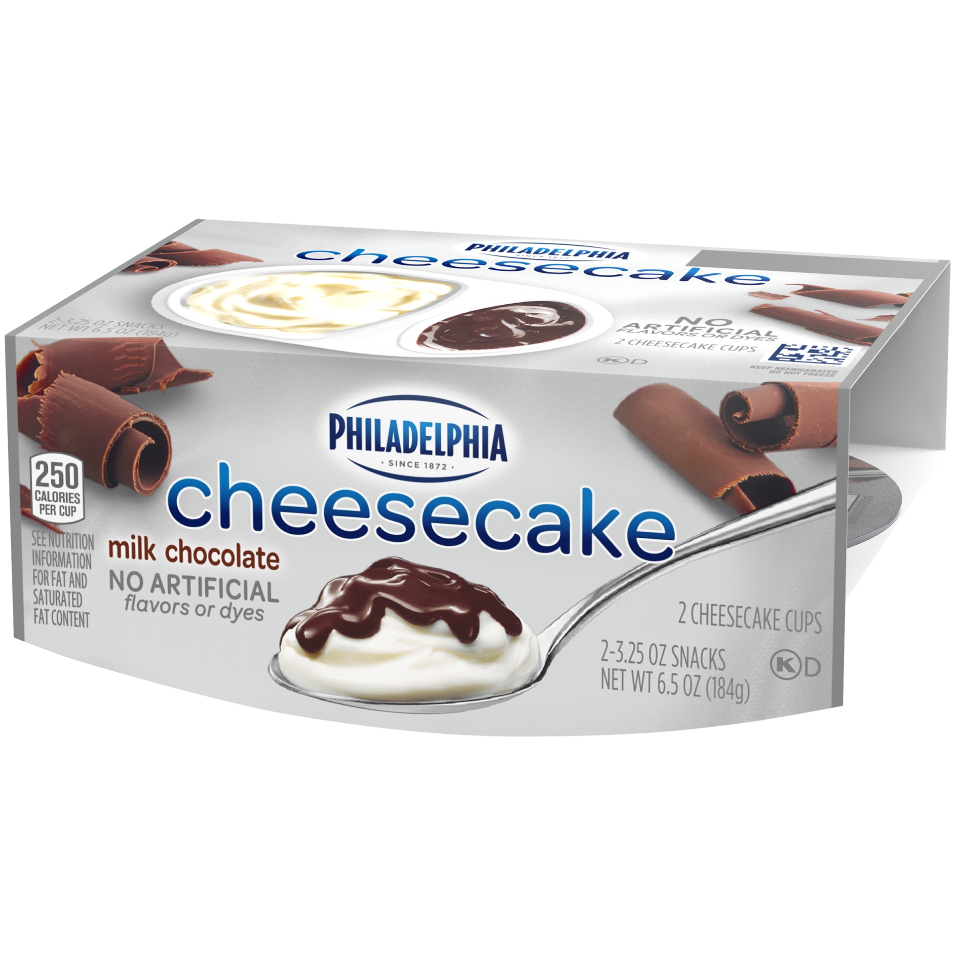 slide 2 of 6, Philadelphia Milk Chocolate Cheesecake Refrigerated Snacks 2 count Sleeve, 2 ct; 3.25 oz