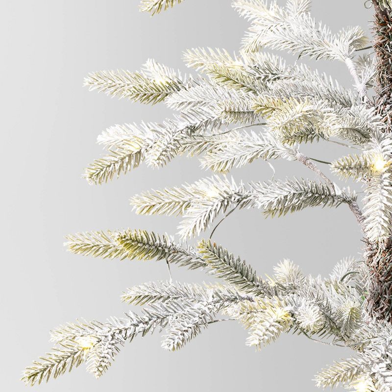 slide 4 of 5, 4' Pre-lit Flocked Balsam Fir Mini Artificial Christmas Tree with Basket Base Warm White LED Lights - Wondershop™: Indoor/Sheltered Outdoor, 1 ct