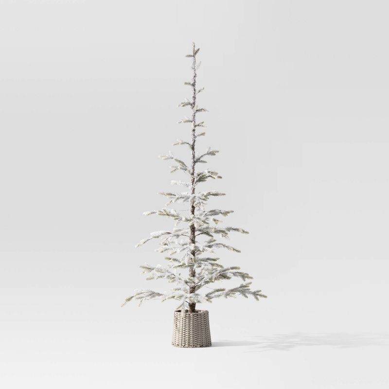 slide 3 of 5, 6' Pre-lit Flocked Balsam Fir Artificial Christmas Tree with Basket Base Warm White LED Lights - Wondershop™: Electric, Flame Retardant, 1 ct