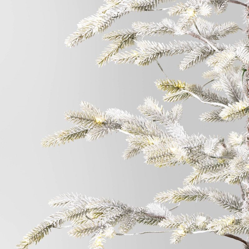 slide 4 of 5, 6' Pre-lit Flocked Balsam Fir Artificial Christmas Tree with Basket Base Warm White LED Lights - Wondershop™: Electric, Flame Retardant, 1 ct