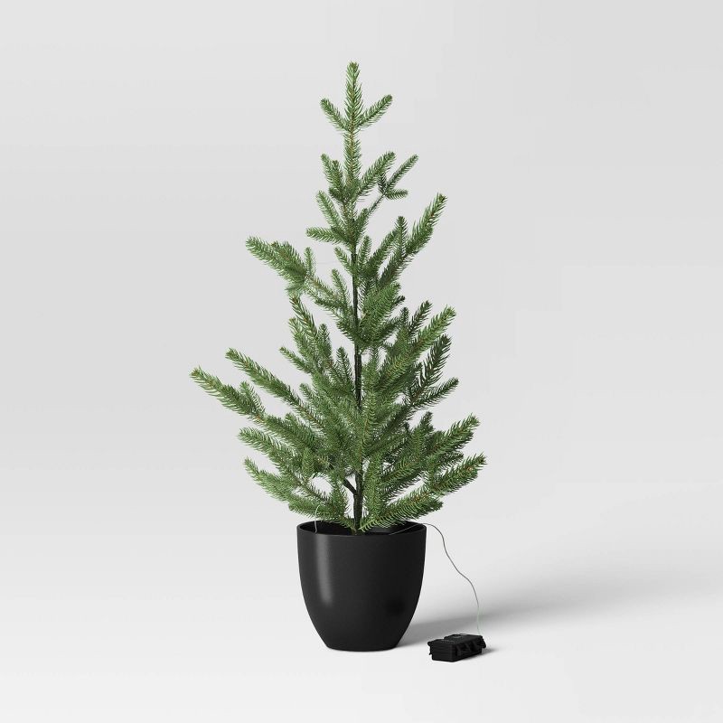 slide 3 of 5, 3pc Pre-lit Potted Balsam Fir Mini Artificial Christmas Tree Set Warm White Lights - Wondershop™: LED, Timer, Indoor/Sheltered Outdoor, 3 ct