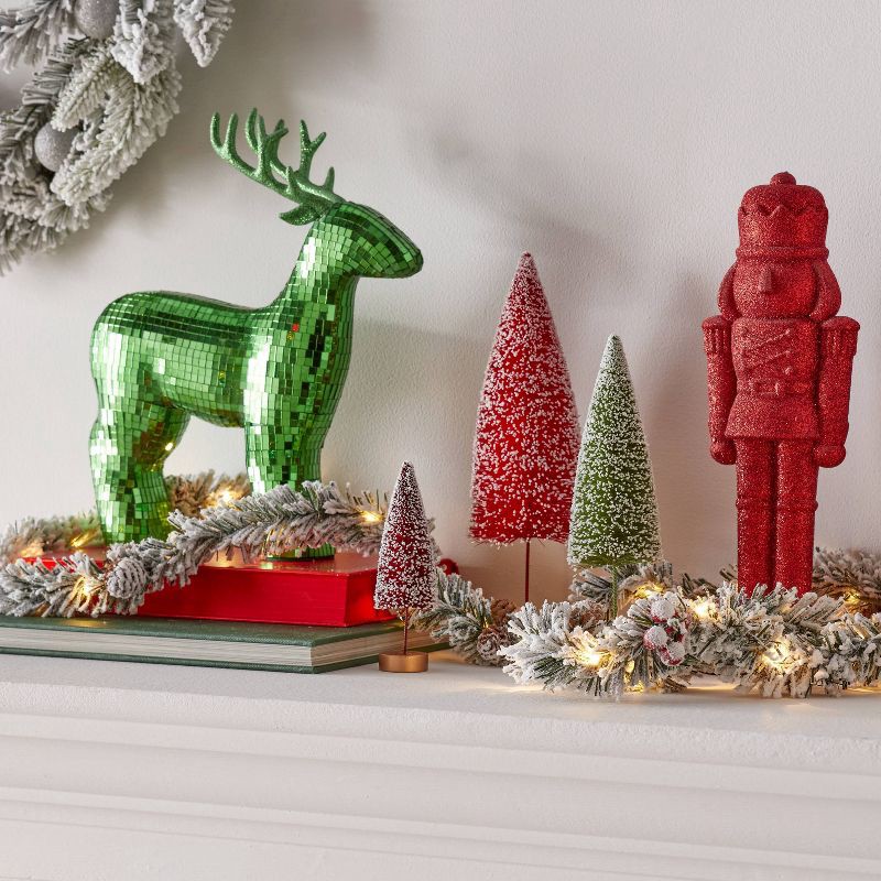 slide 2 of 3, 30ct LED Dewdrop with Flocked Greenery Christmas Indoor/Outdoor Novelty String Lights Warm White with Silver Wire - Wondershop™, 30 ct