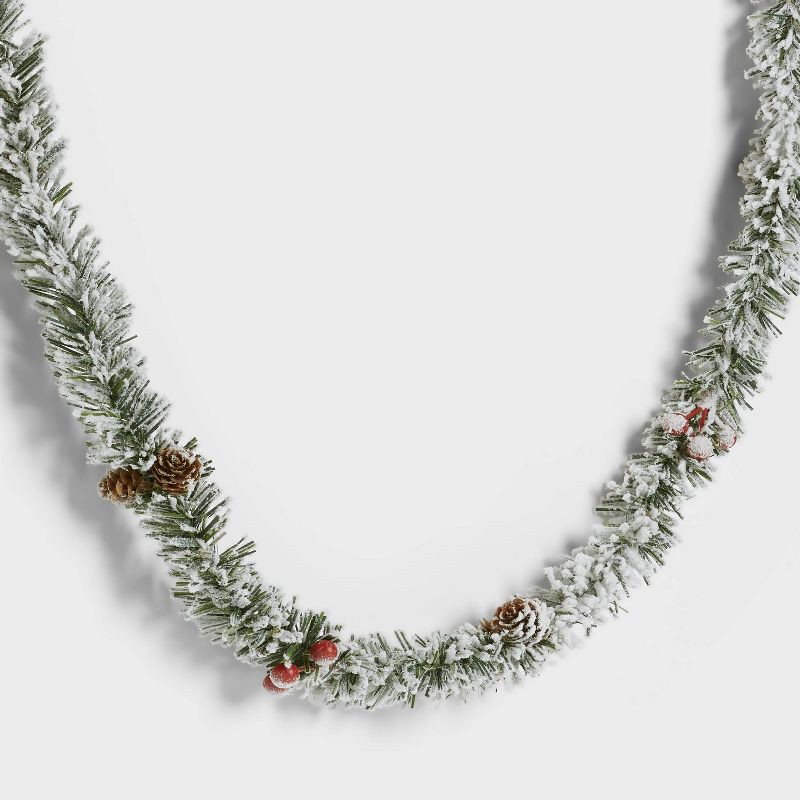 slide 3 of 3, 30ct LED Dewdrop with Flocked Greenery Christmas Indoor/Outdoor Novelty String Lights Warm White with Silver Wire - Wondershop™, 30 ct