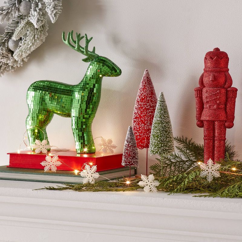 slide 2 of 5, 30ct LED Dewdrop with Glittered Snowflakes Christmas Indoor Novelty String Lights Warm White with Silver Wire - Wondershop™, 30 ct