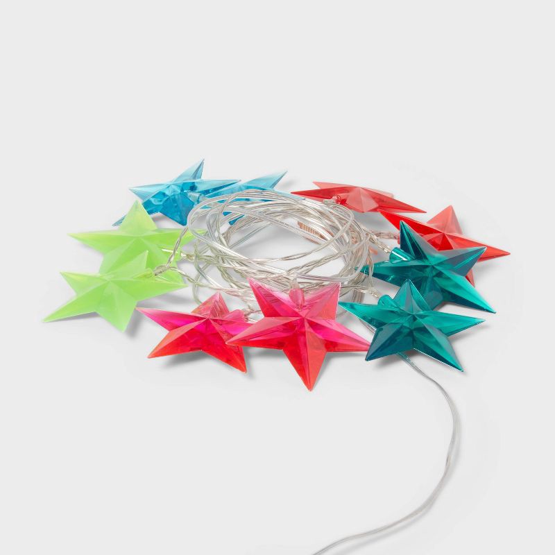 slide 3 of 5, 10ct LED Dewdrop Star Christmas Indoor Outdoor Novelty String Lights Multicolor with Clear Wire - Wondershop™, 10 ct