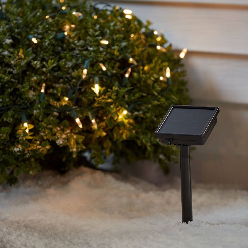 slide 2 of 5, 50ct Solar LED Christmas Indoor Outdoor Mini String Lights Warm White with Green Wire - Wondershop™, 50 ct