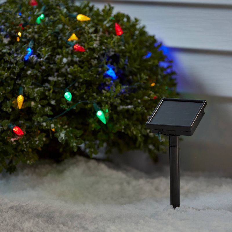 slide 2 of 5, 50ct Solar LED Faceted Christmas Indoor Outdoor String Lights Multicolor with Green Wire - Wondershop™, 50 ct