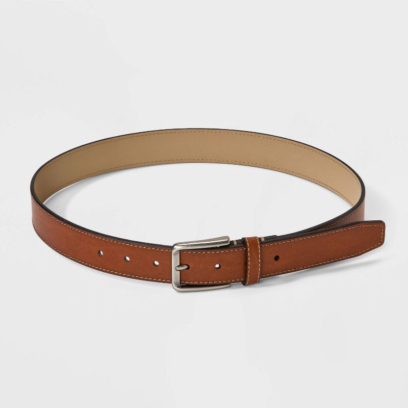 slide 2 of 3, Men's Tonal Stitched Edge Dress Belt - Goodfellow & Co™ Brown XL, 1 ct