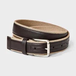 Men's Stretch Overlay Webbed Belt - Goodfellow & Co™ Khaki L