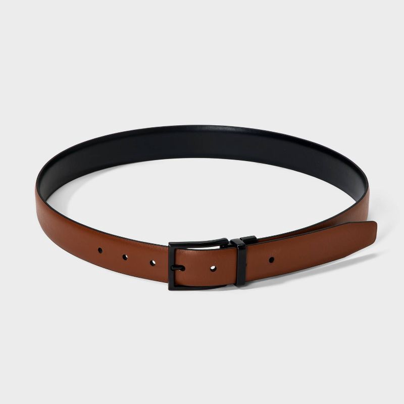 slide 2 of 4, Men's Two-in-One Reversible Dress Belt - Goodfellow & Co™ Brown L, 1 ct