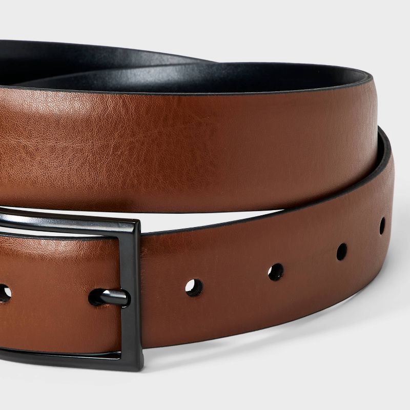 slide 4 of 4, Men's Two-in-One Reversible Dress Belt - Goodfellow & Co™ Brown L, 1 ct