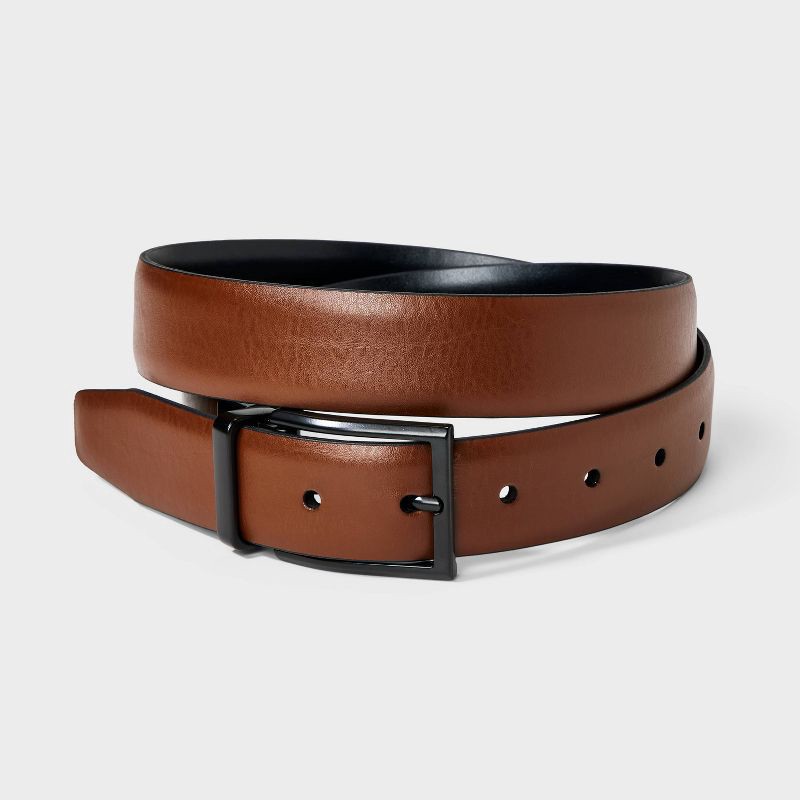 slide 1 of 4, Men's Two-in-One Reversible Dress Belt - Goodfellow & Co™ Brown L, 1 ct