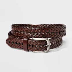 Men's Braided Lace Webbed Leather Belt - Goodfellow & Co™ Brown M