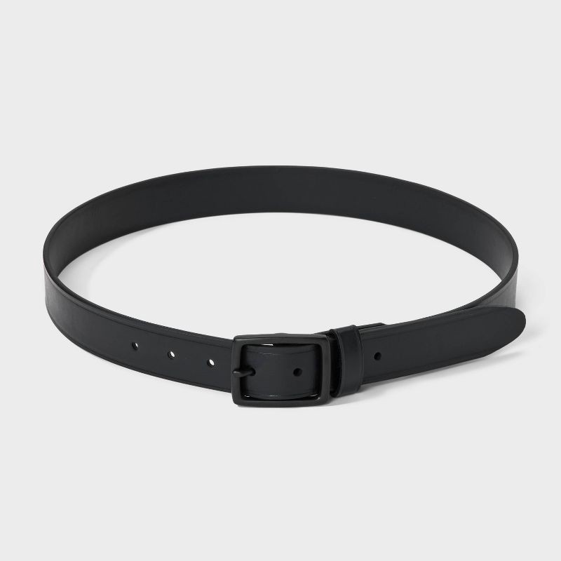 slide 2 of 3, Men's Sleek Square Center Bar Buckle Belt - Goodfellow & Co™ Black M, 1 ct