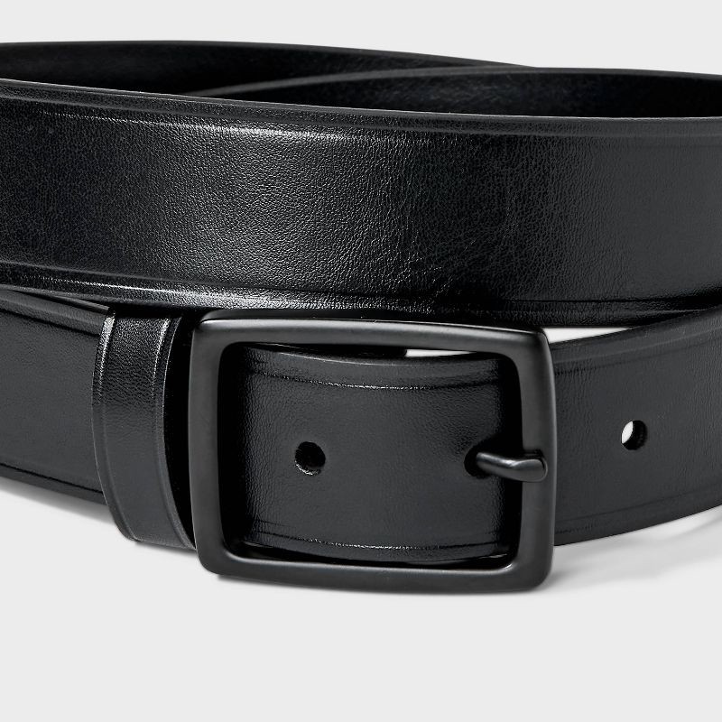 slide 3 of 3, Men's Sleek Square Center Bar Buckle Belt - Goodfellow & Co™ Black M, 1 ct