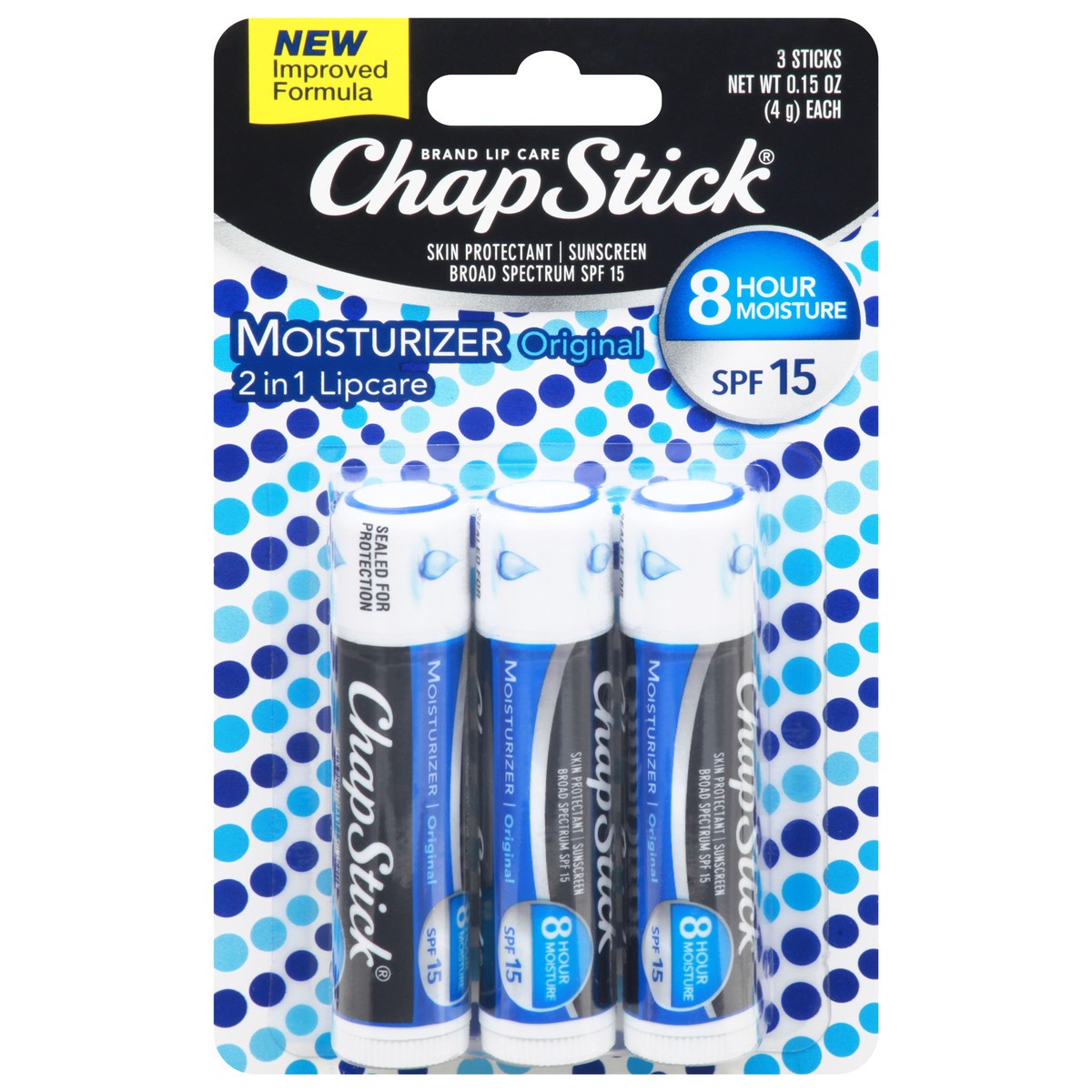 slide 1 of 11, ChapStick Moisturizer Original Lip Balm Tubes - 0.15 Oz (Pack of 3), 0.45 oz