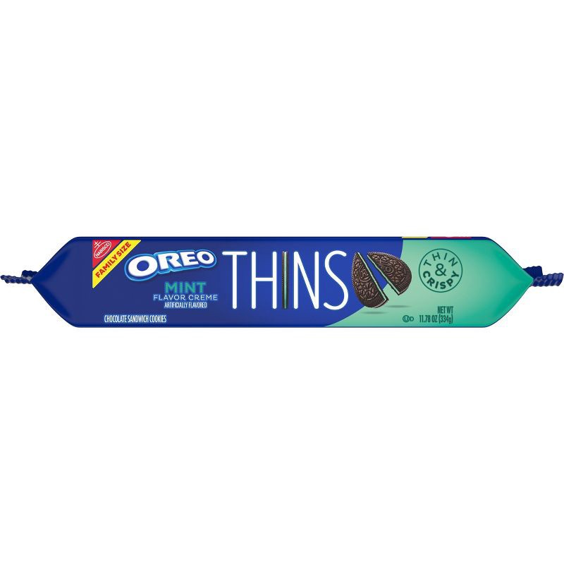 slide 13 of 15, Oreo Thins Mint Creme Chocolate Sandwich Cookies Family Size - 11.78oz, 11.78 oz