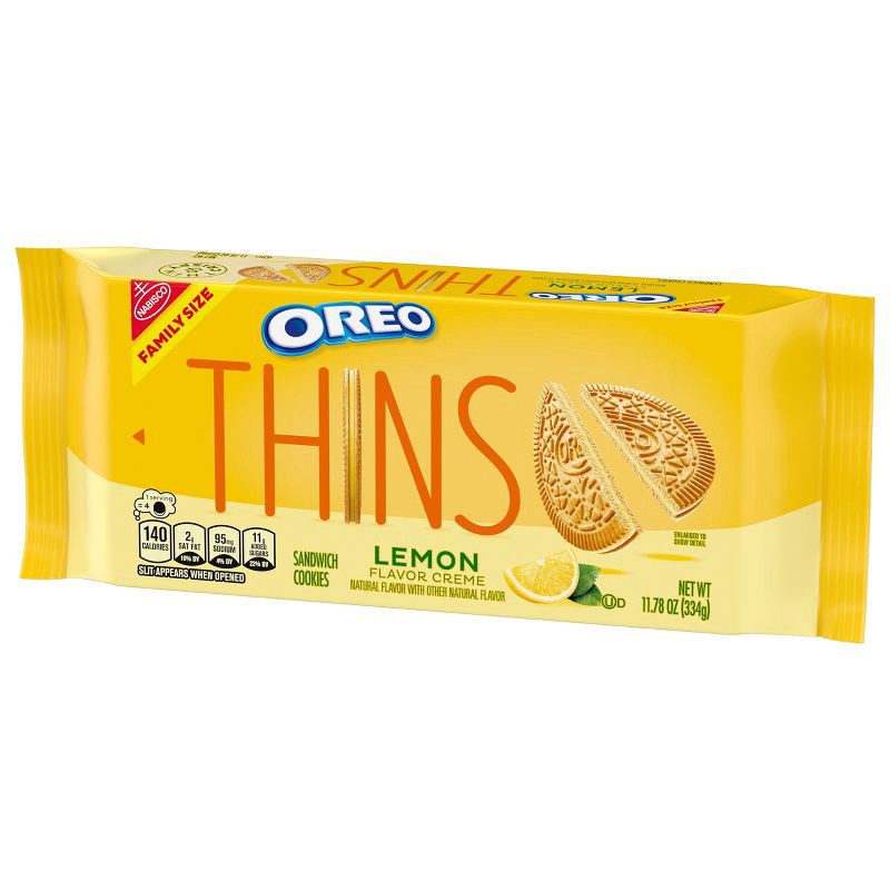 slide 9 of 14, Oreo Thins Lemon Creme Sandwich Cookies Family Size - 11.78oz, 11.78 oz