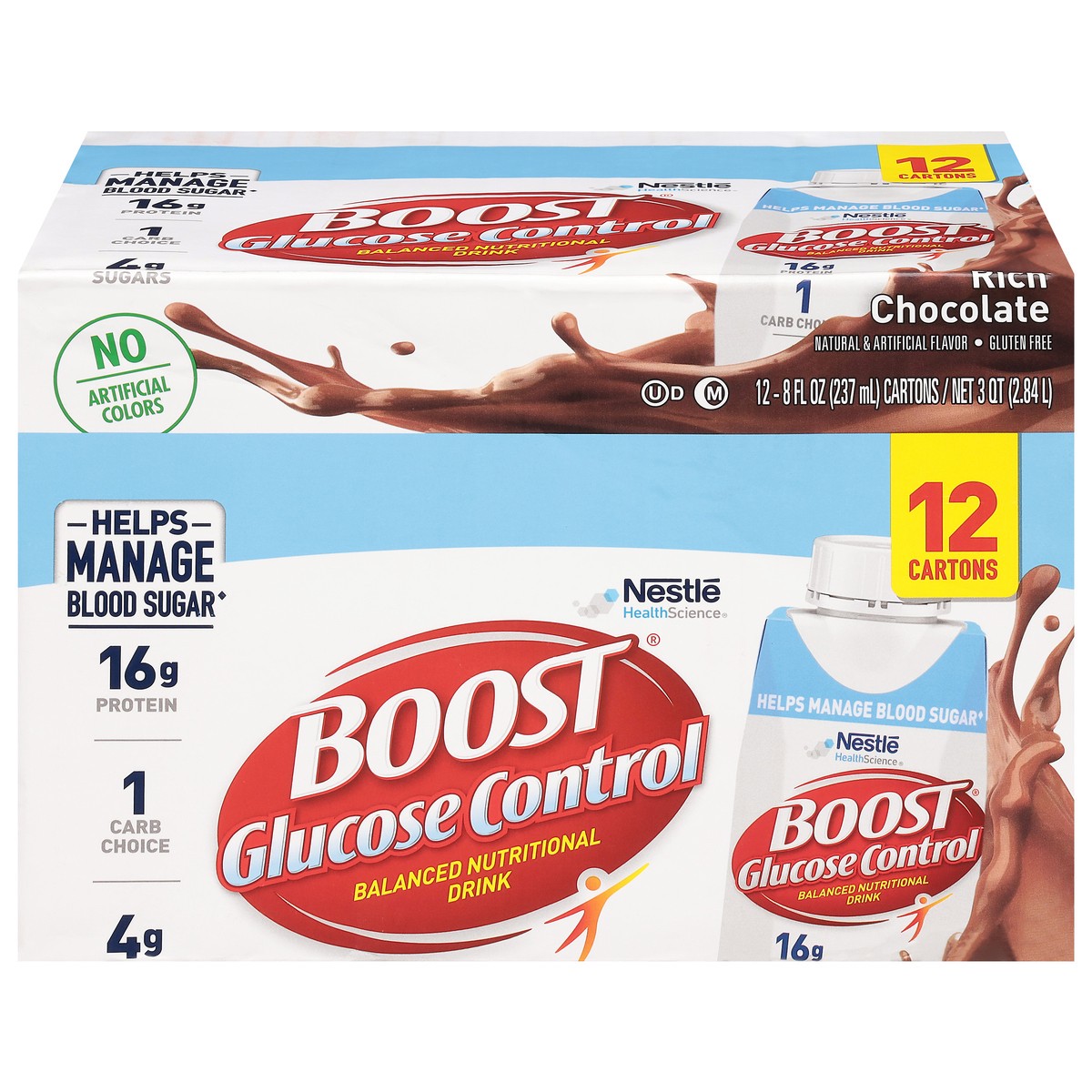 slide 1 of 13, Boost Glucose Control Rich Chocolate Nutritional Drink 12 Pack, 12 ct; 8 fl oz