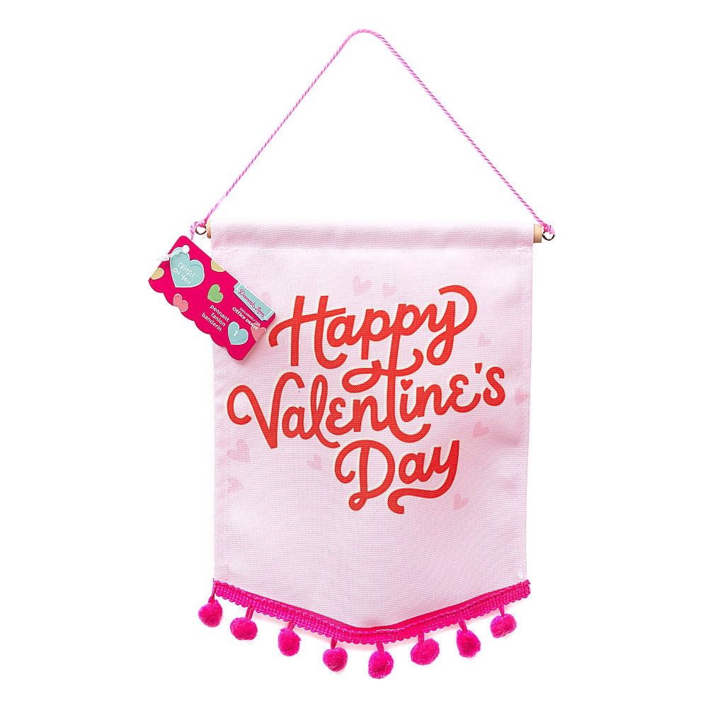 slide 1 of 1, American Crafts Damask Love Valentine's Day Pennant, 11'' X 6-1/2'', Pink, 1 ct