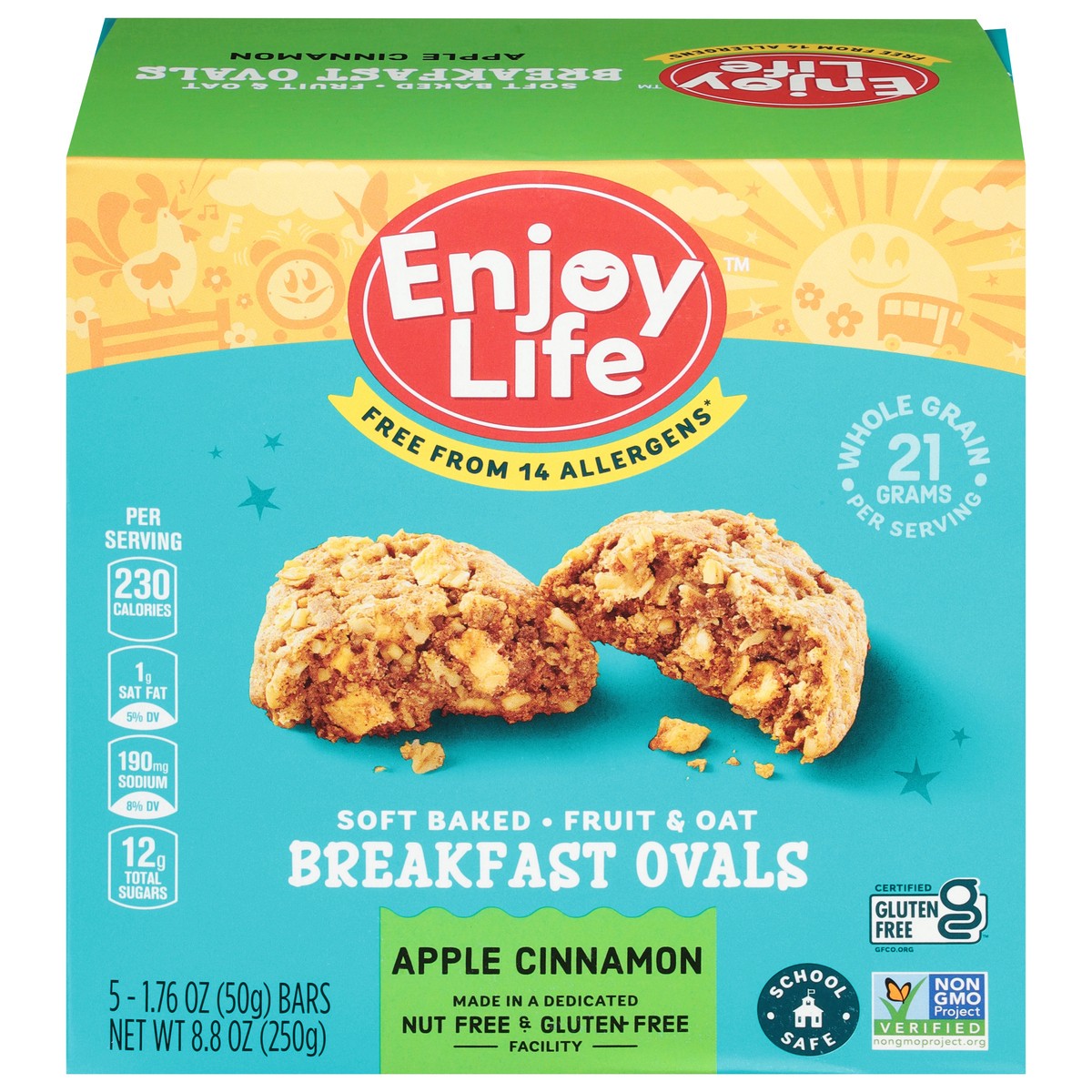 slide 1 of 12, Enjoy Life Soft Baked Apple Cinnamon Ovals Breakfast Bars, 5 Bars, 8.8 oz