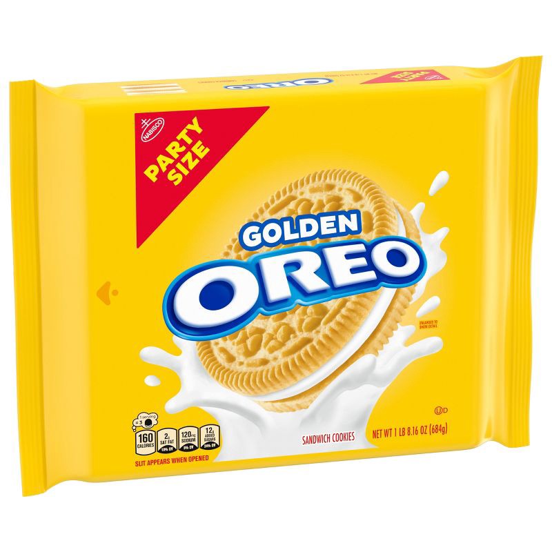 slide 8 of 14, Oreo Golden Sandwich Cookies Party Size - 24.16oz, 24.16 oz