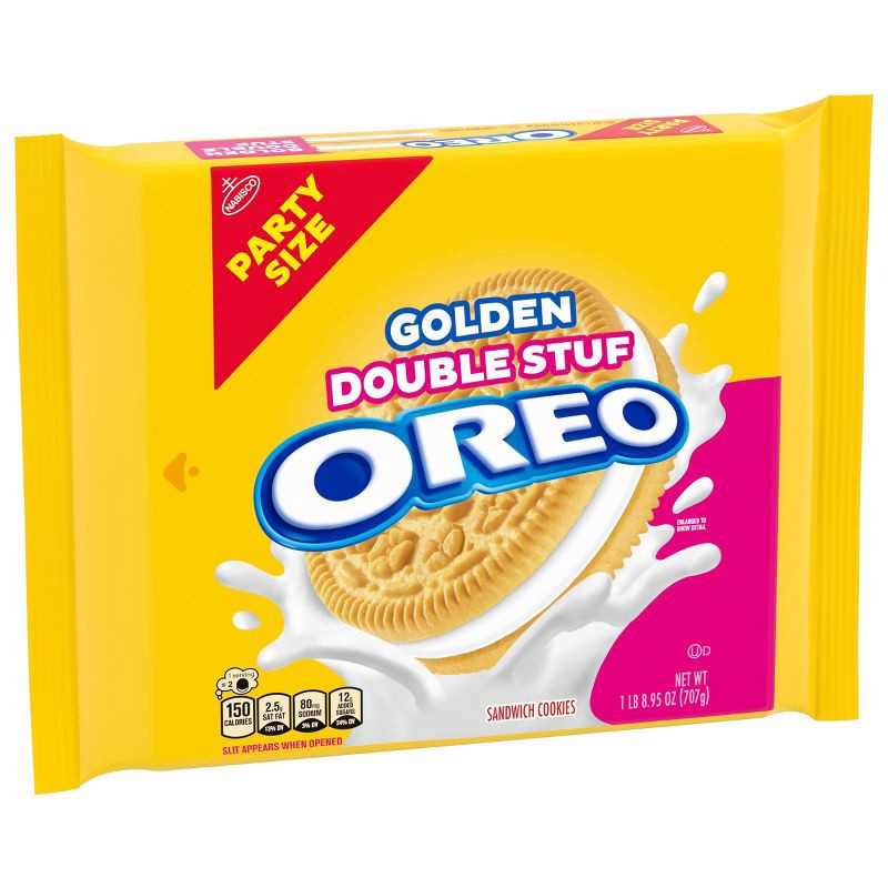 slide 7 of 13, Oreo Double Stuf Golden Sandwich Cookies Party Size - 24.95oz, 24.95 oz