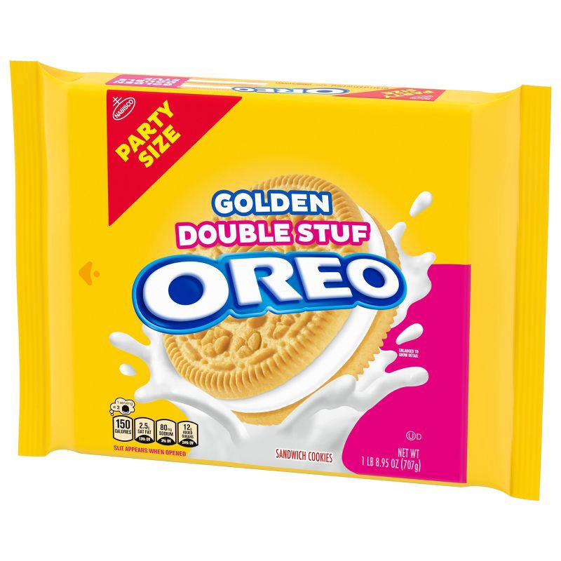 slide 8 of 13, Oreo Double Stuf Golden Sandwich Cookies Party Size - 24.95oz, 24.95 oz