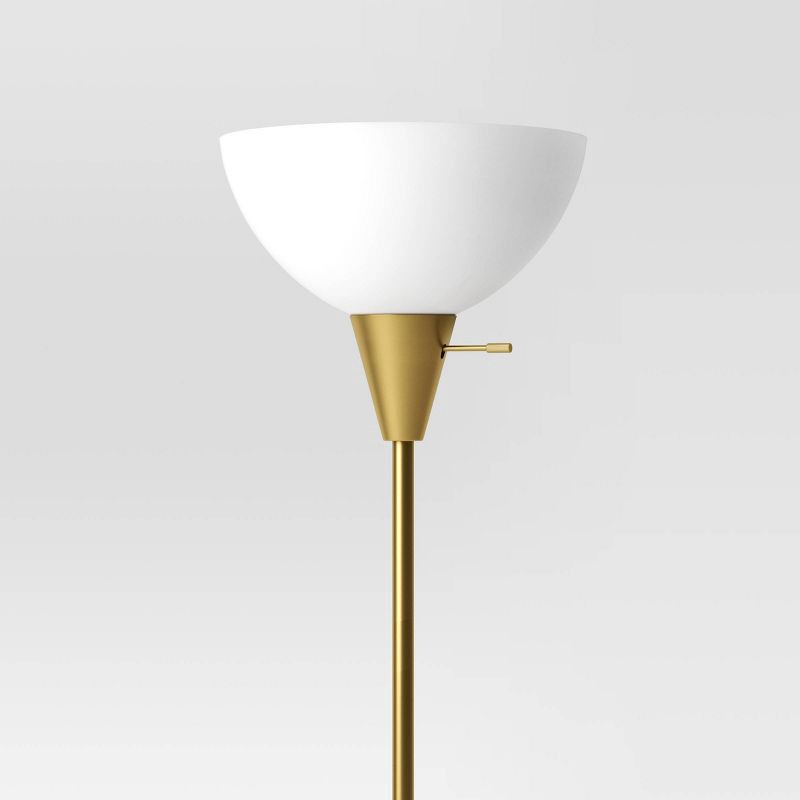 slide 4 of 4, Torchiere Floor Lamp Gold - Room Essentials™: Modern Standing Light, Painted Metal with Plastic Shade, 1 ct