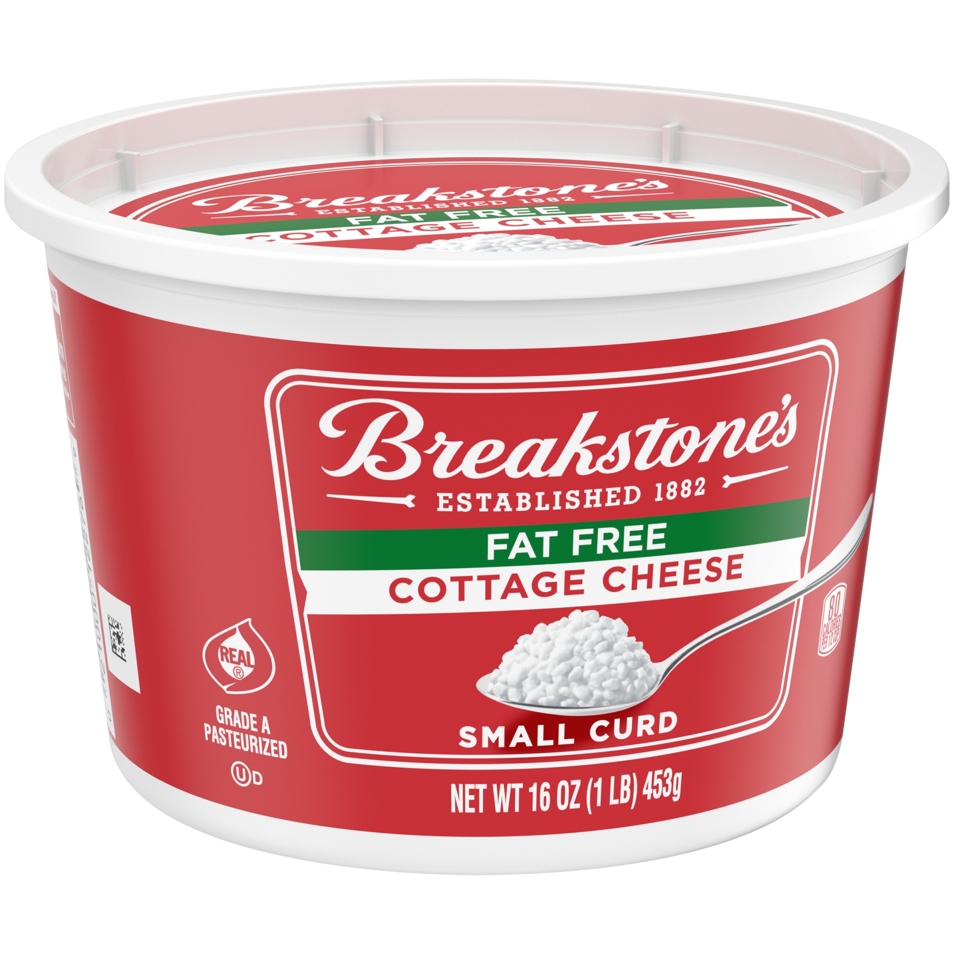 slide 2 of 6, Breakstone's Fat Free Small Curd Cottage Cheese, 16 oz Tub, 453 g