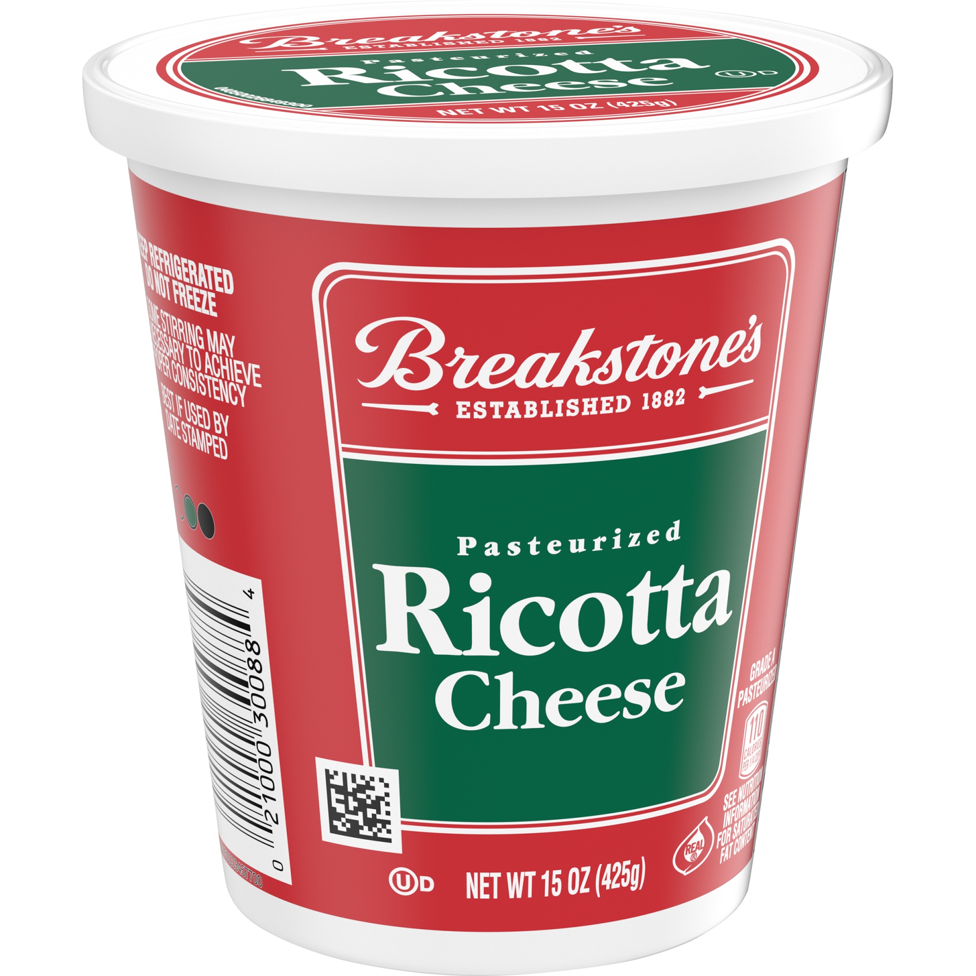 slide 2 of 6, Breakstone's Whole Milk Ricotta Cheese, 15 oz Tub, 425 g