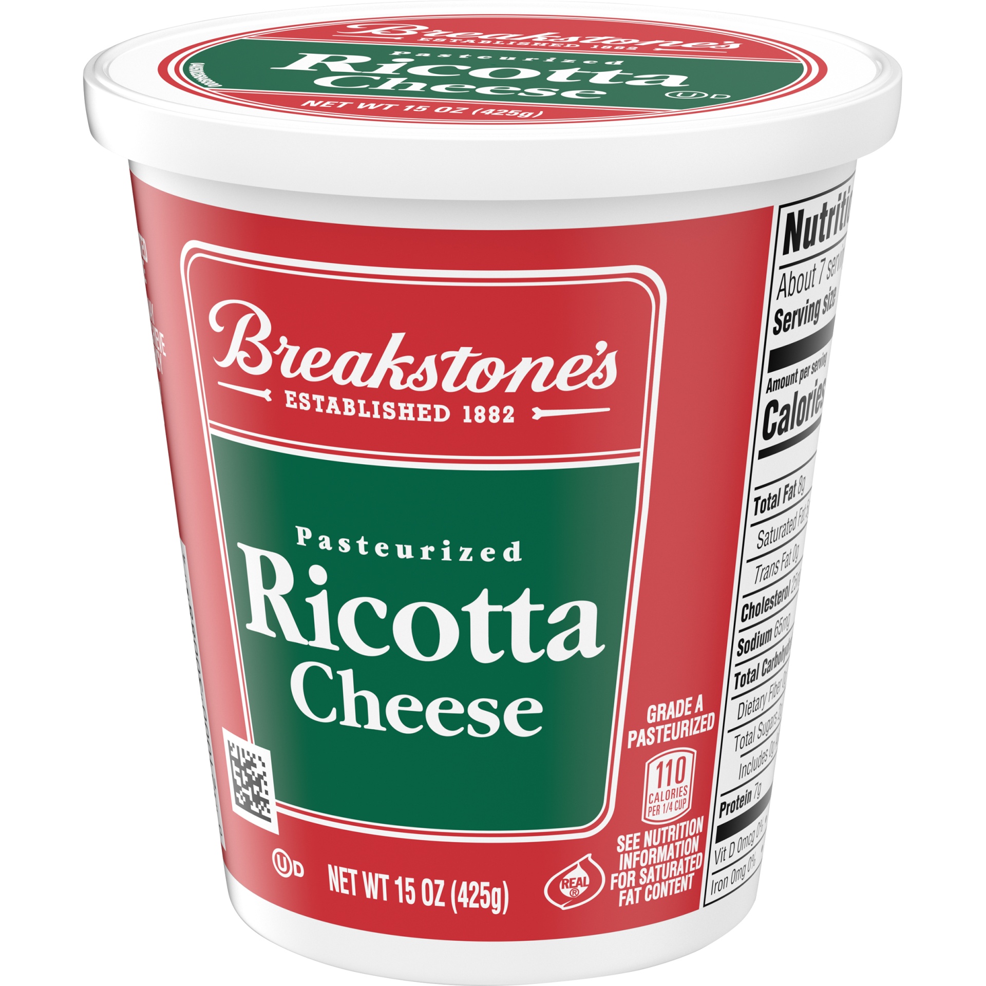 slide 3 of 6, Breakstone's Whole Milk Ricotta Cheese, 15 oz Tub, 425 g