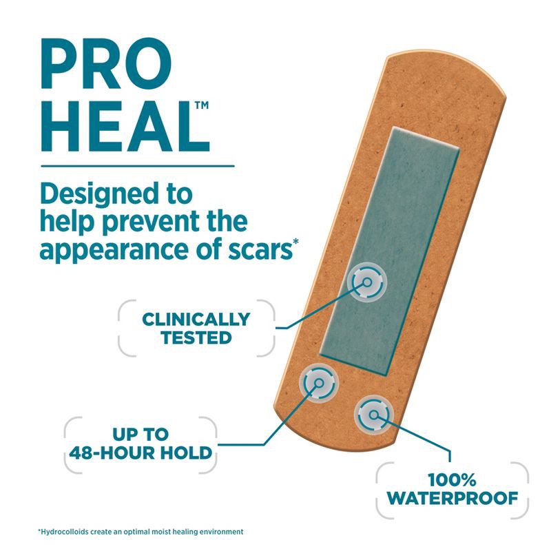 slide 5 of 8, Band-Aid Brand Pro Heal Adhesive Bandages with Hydrocolloid Gel Pads - 10 ct, 10 ct