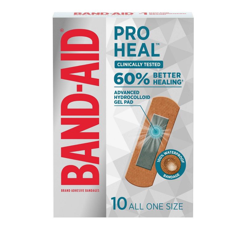 slide 1 of 8, Band-Aid Brand Pro Heal Adhesive Bandages with Hydrocolloid Gel Pads - 10 ct, 10 ct