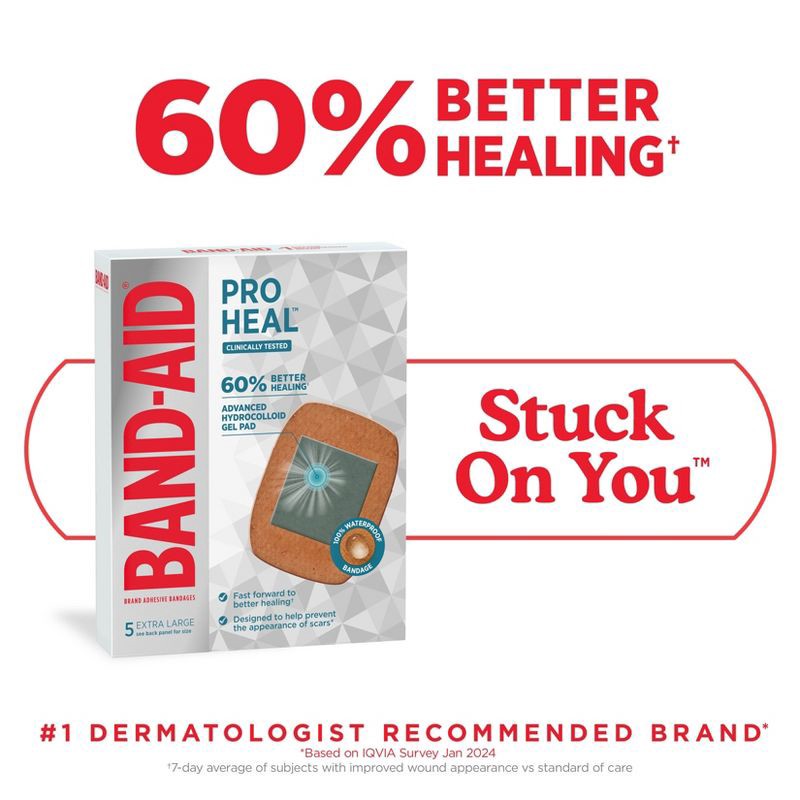 slide 4 of 8, Band-Aid Brand Pro Heal Bandages + Hydrocolloid Pads - Extra Large - 5 ct, 5 ct