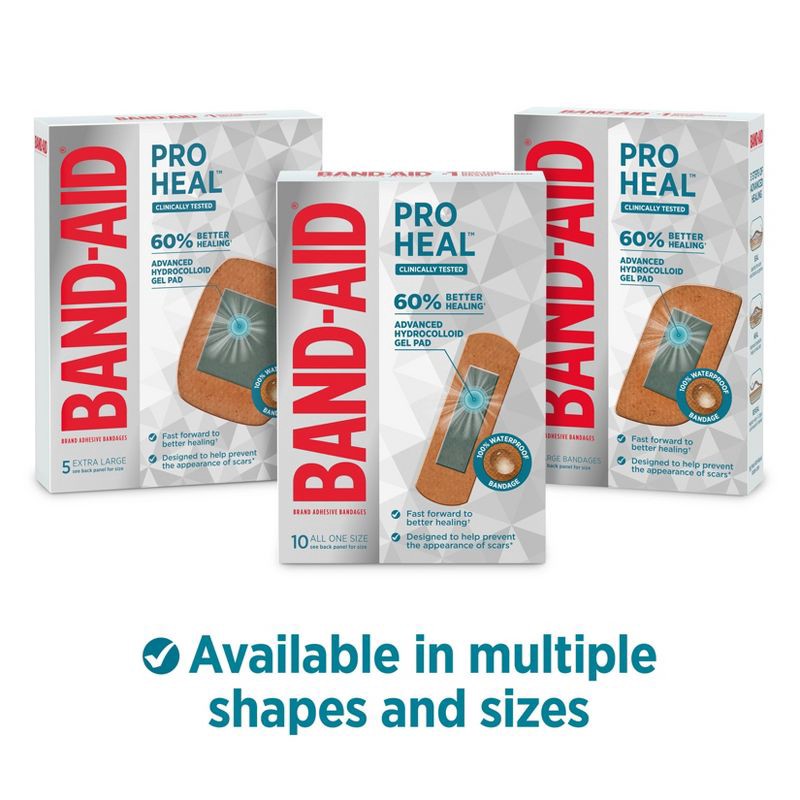 slide 7 of 8, Band-Aid Brand Pro Heal Bandages + Hydrocolloid Pads - Extra Large - 5 ct, 5 ct