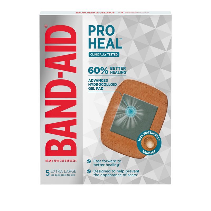 slide 2 of 8, Band-Aid Brand Pro Heal Bandages + Hydrocolloid Pads - Extra Large - 5 ct, 5 ct