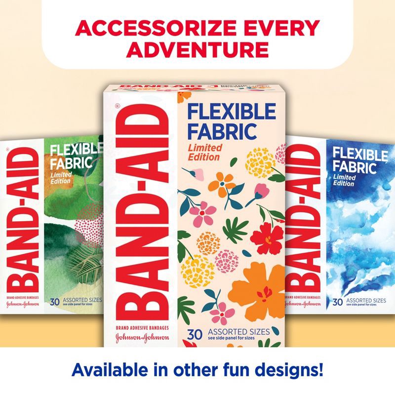 slide 6 of 9, Band-Aid Brand Flexible Fabric Bandages - Wildflower - Assorted Sizes - 30 ct, 30 ct