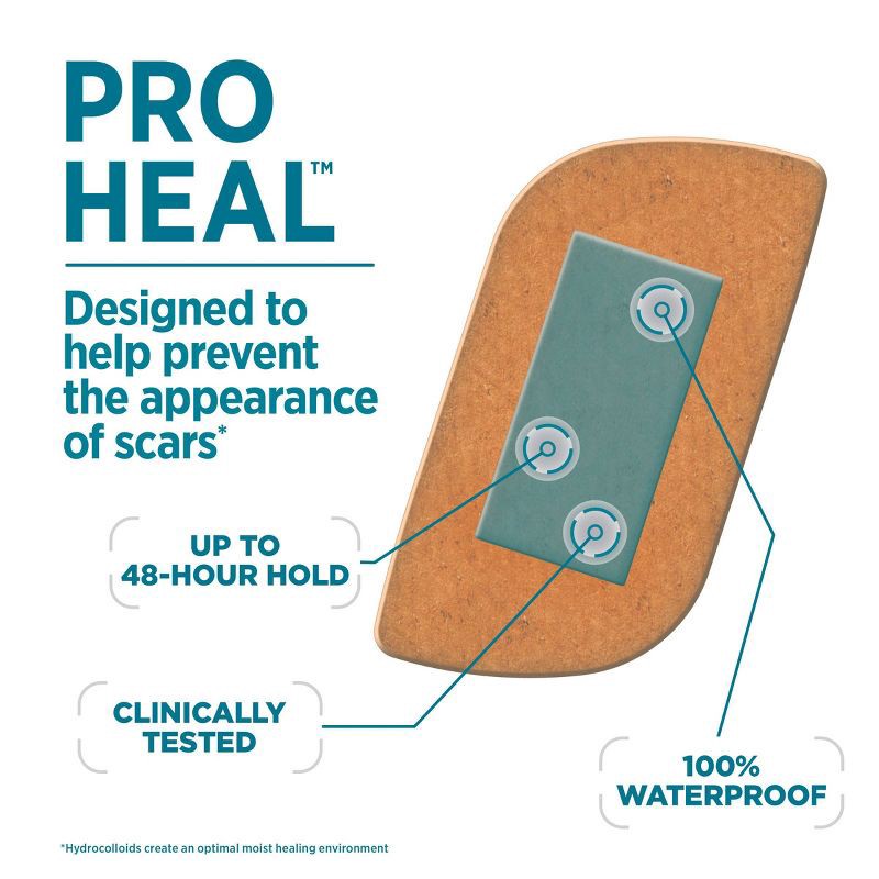 slide 5 of 8, Band-Aid Brand Pro Heal Adhesive Bandages with Hydrocolloid Gel Pads - Large - 5 ct, 5 ct