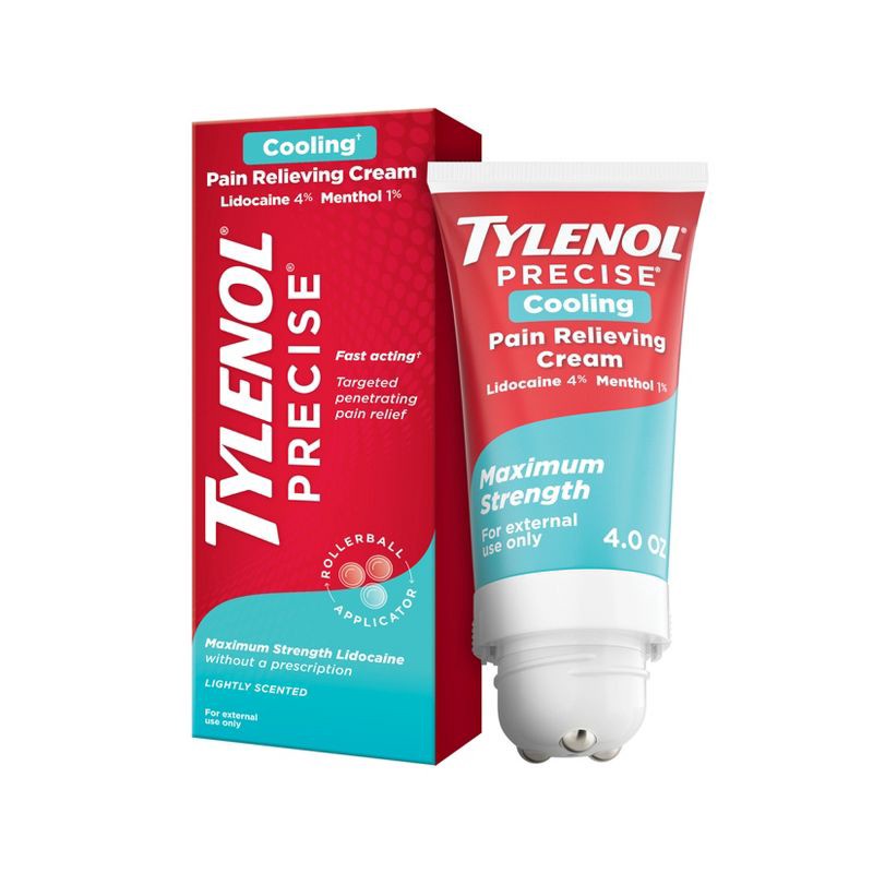 slide 1 of 12, Tylenol Precise Cooling Pain Relieving Cream, Maximum Strength 4% Lidocaine and 1% Menthol - 4oz, 4 oz