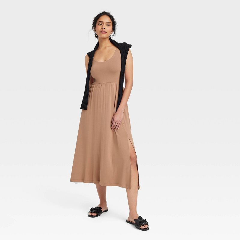 slide 3 of 3, Women's Midi Ballet Dress - A New Day™ Brown M, 1 ct