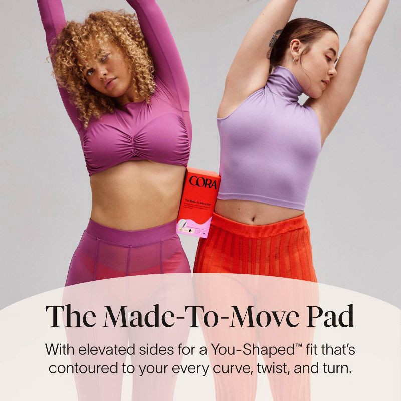 slide 2 of 8, Cora Made-to-Move Regular Pads with Wings Organic Cotton Topsheet Ultra Thin - Regular Absorbency - 28ct, 28 ct