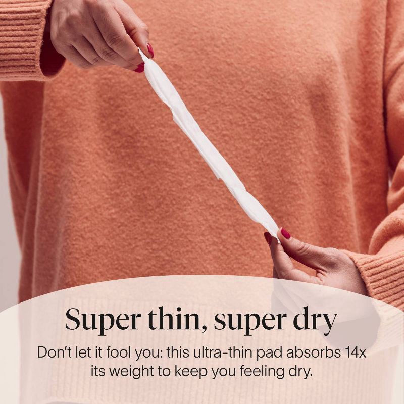 slide 5 of 8, Cora Made-to-Move Regular Pads with Wings Organic Cotton Topsheet Ultra Thin - Regular Absorbency - 28ct, 28 ct