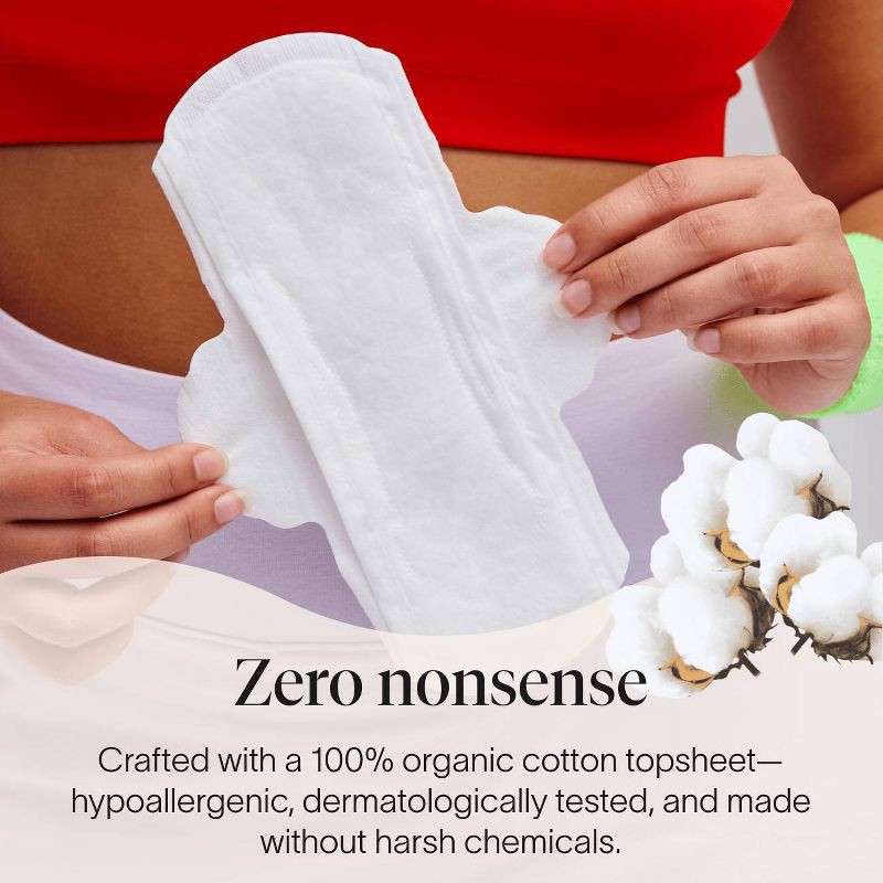 slide 7 of 8, Cora Made-to-Move Regular Pads with Wings Organic Cotton Topsheet Ultra Thin - Regular Absorbency - 28ct, 28 ct
