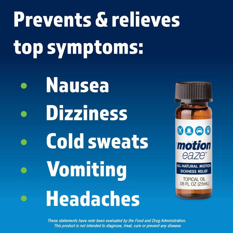 slide 3 of 10, Motioneaze Motion Sickness Relief for Nausea, Dizziness & Vomiting - Non-drowsy - 0.08 fl oz/20 applications, 0.08 fl oz